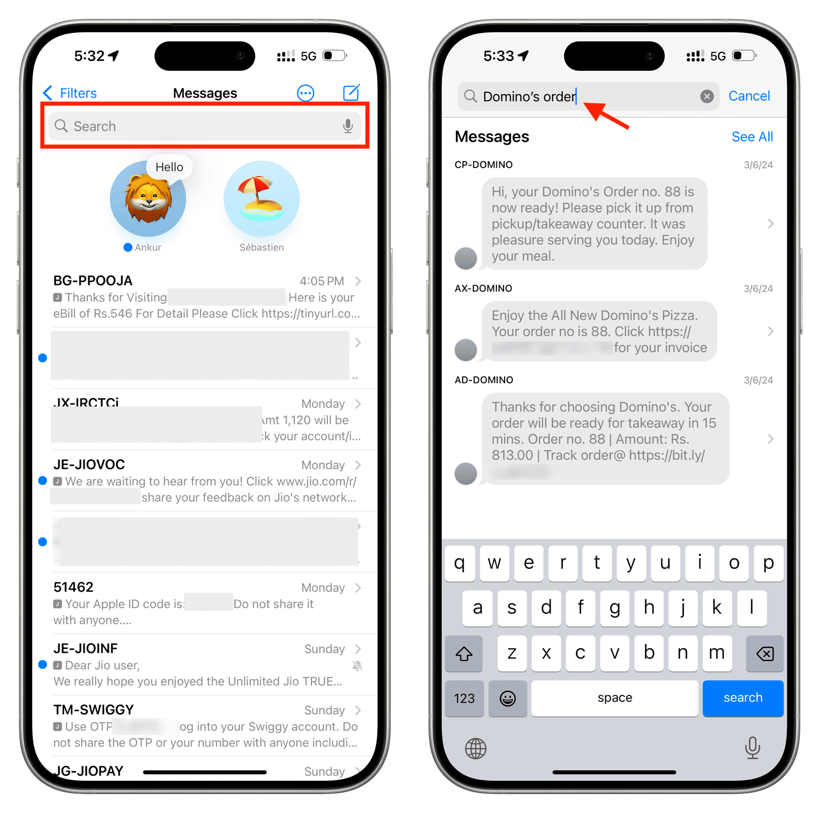 search text messages on iphone