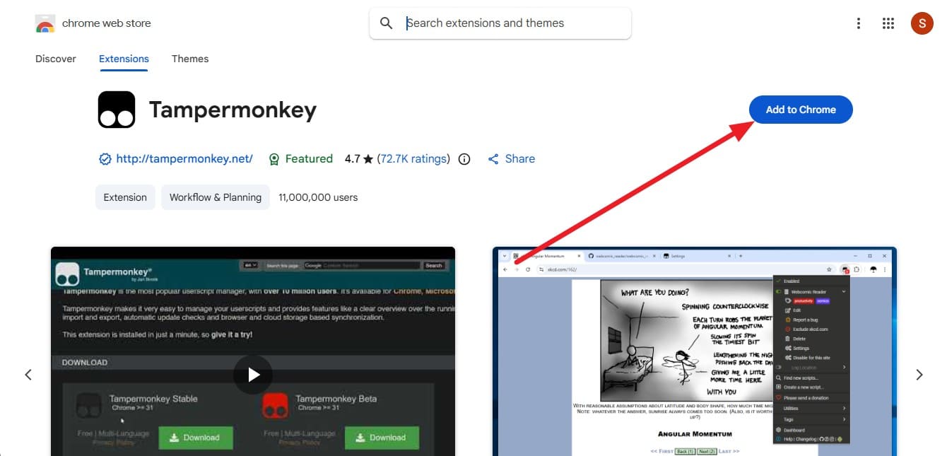 tap on add to chrome