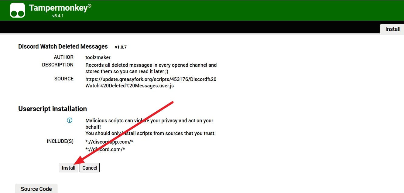 tap on the install button