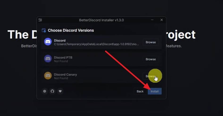 choose the install button