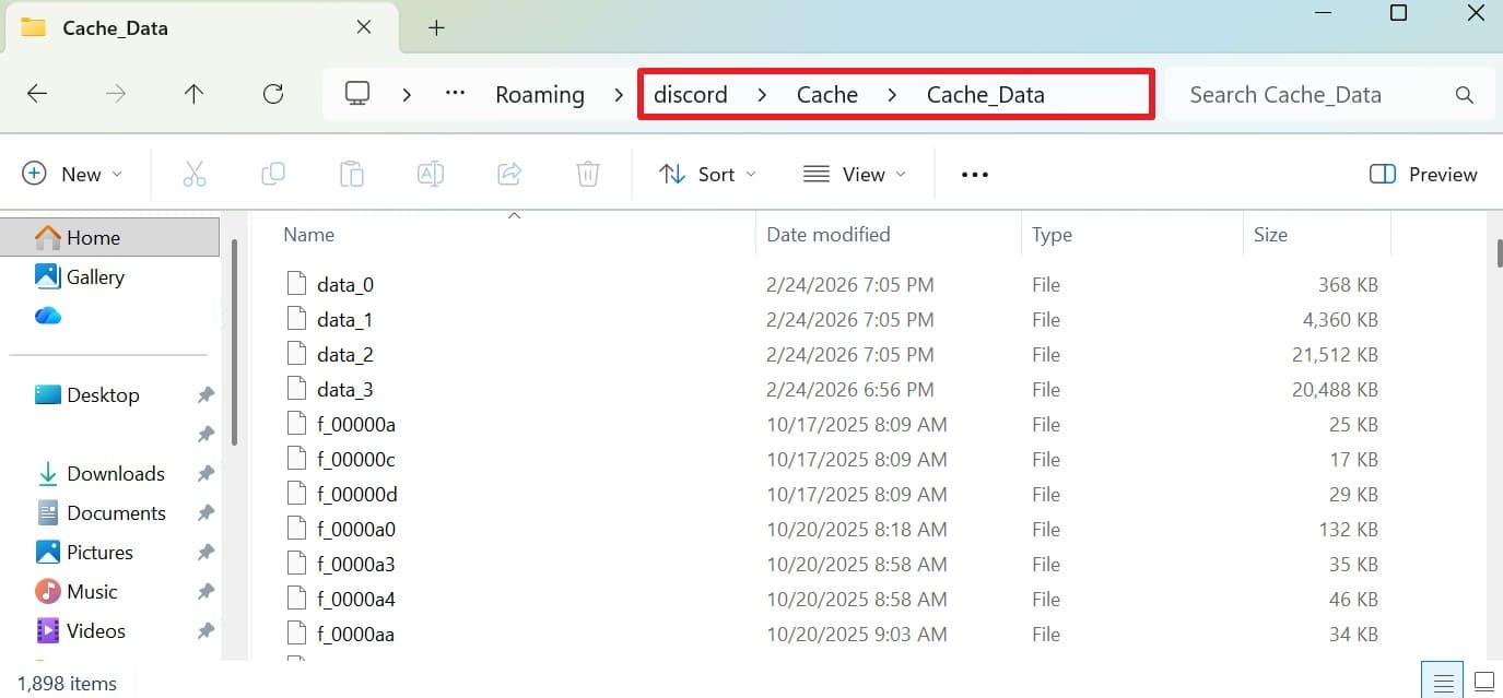 go to the cache folder