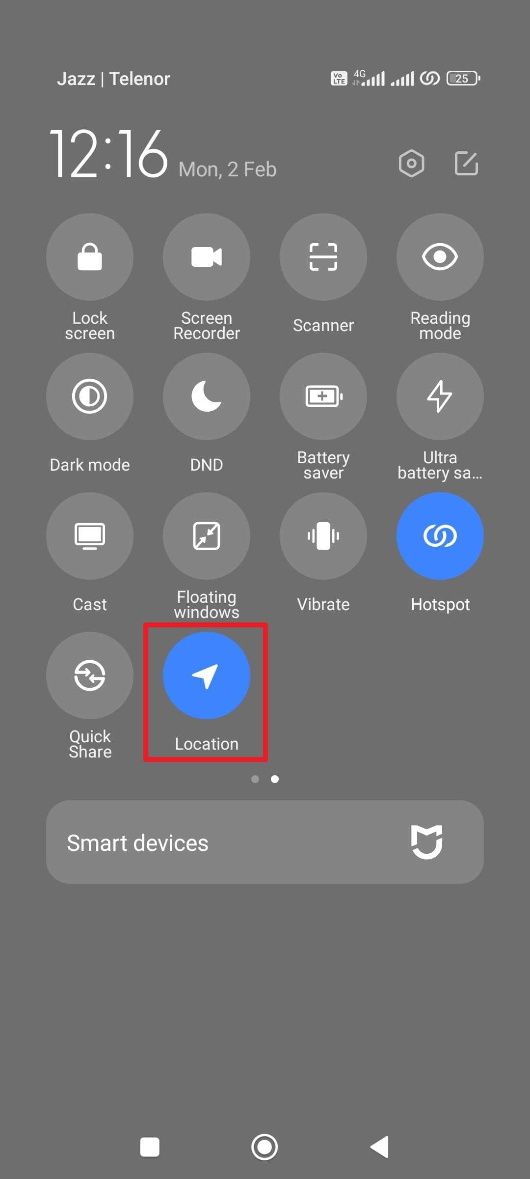 enable the locations on android