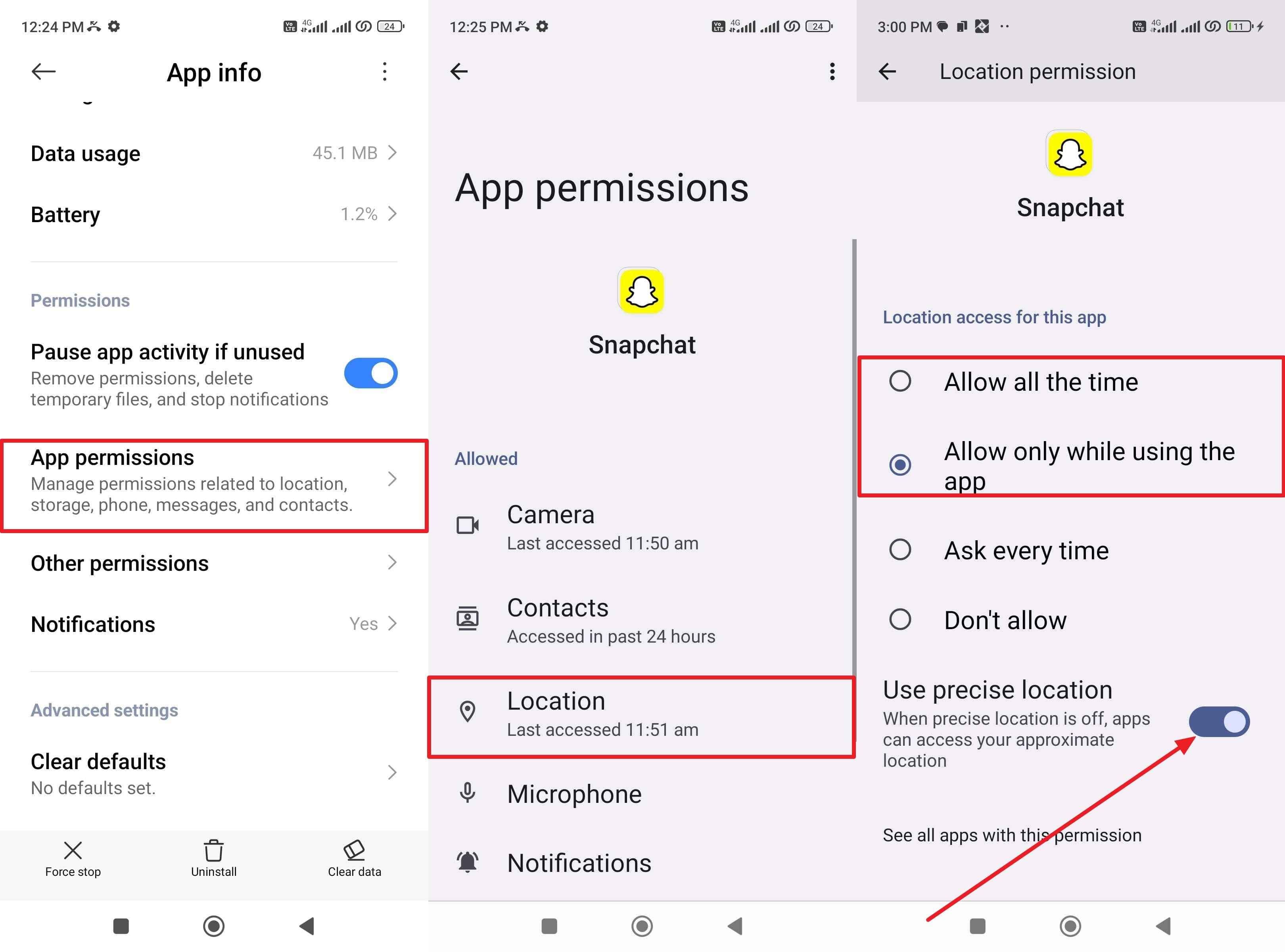 pick the location settings