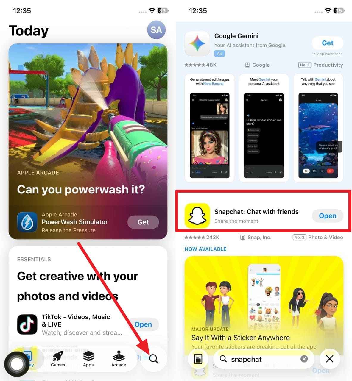 pick the update button