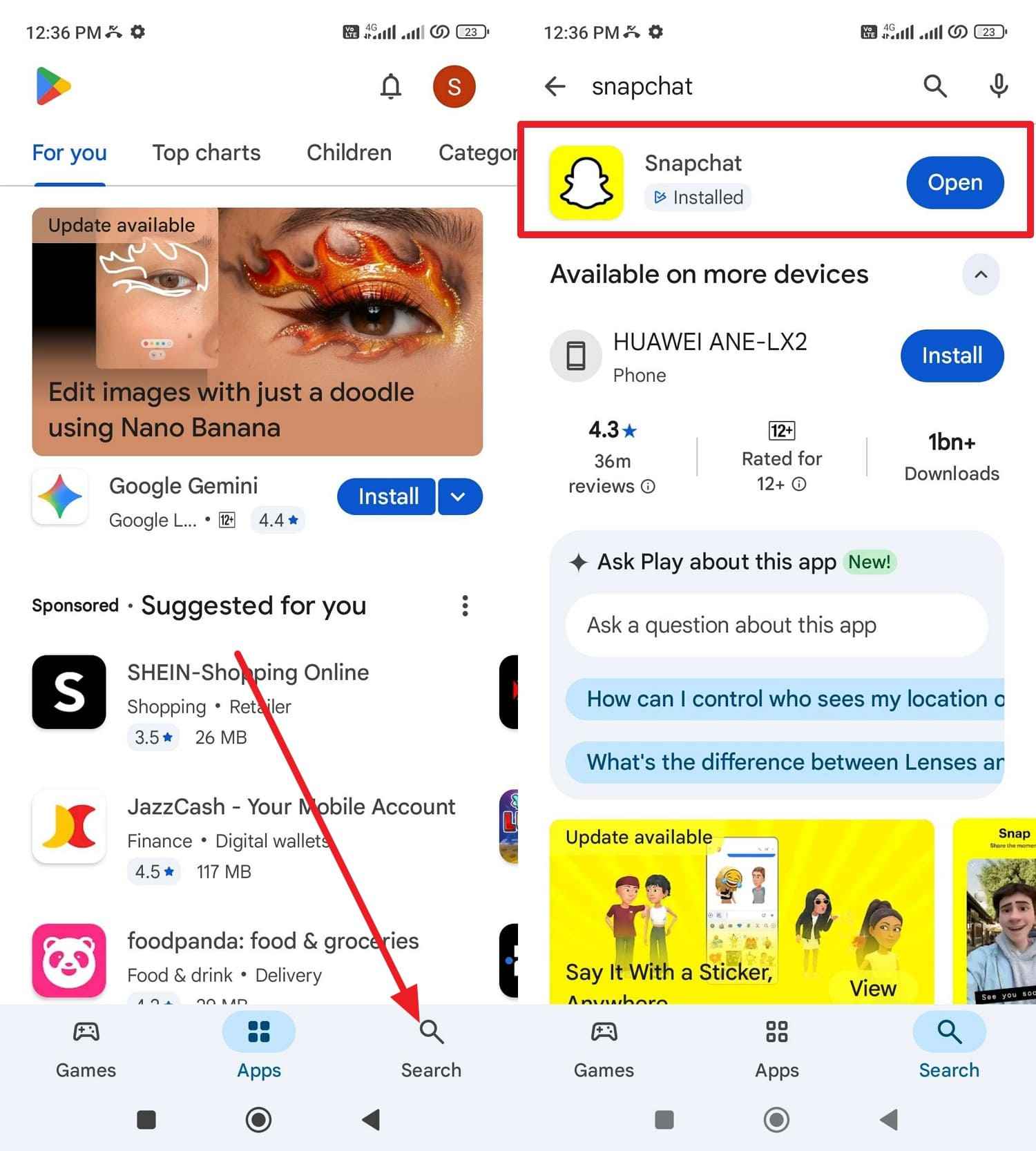 choose to update the app