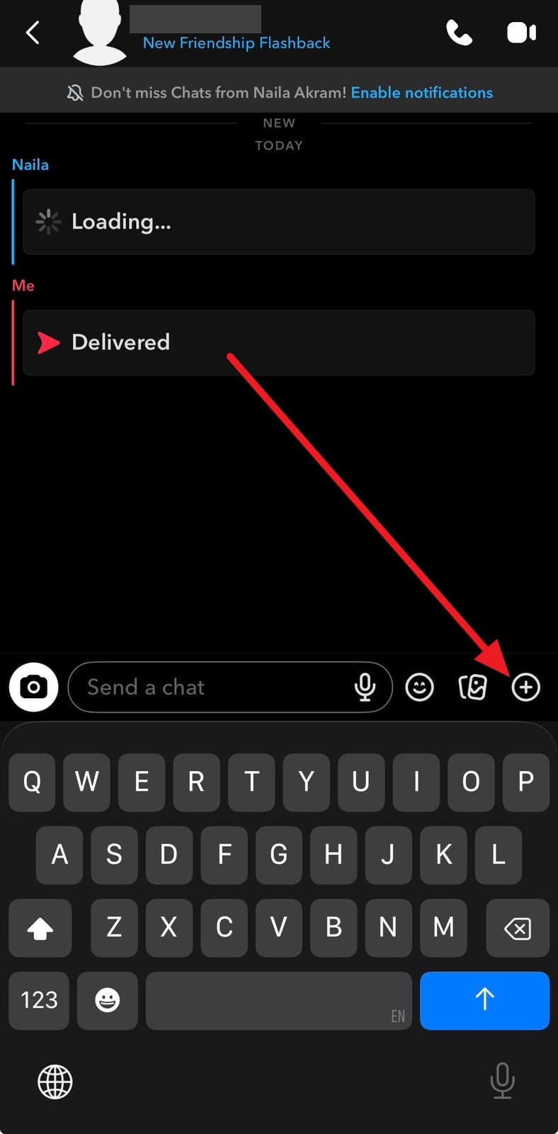 pick the plus icon on chat