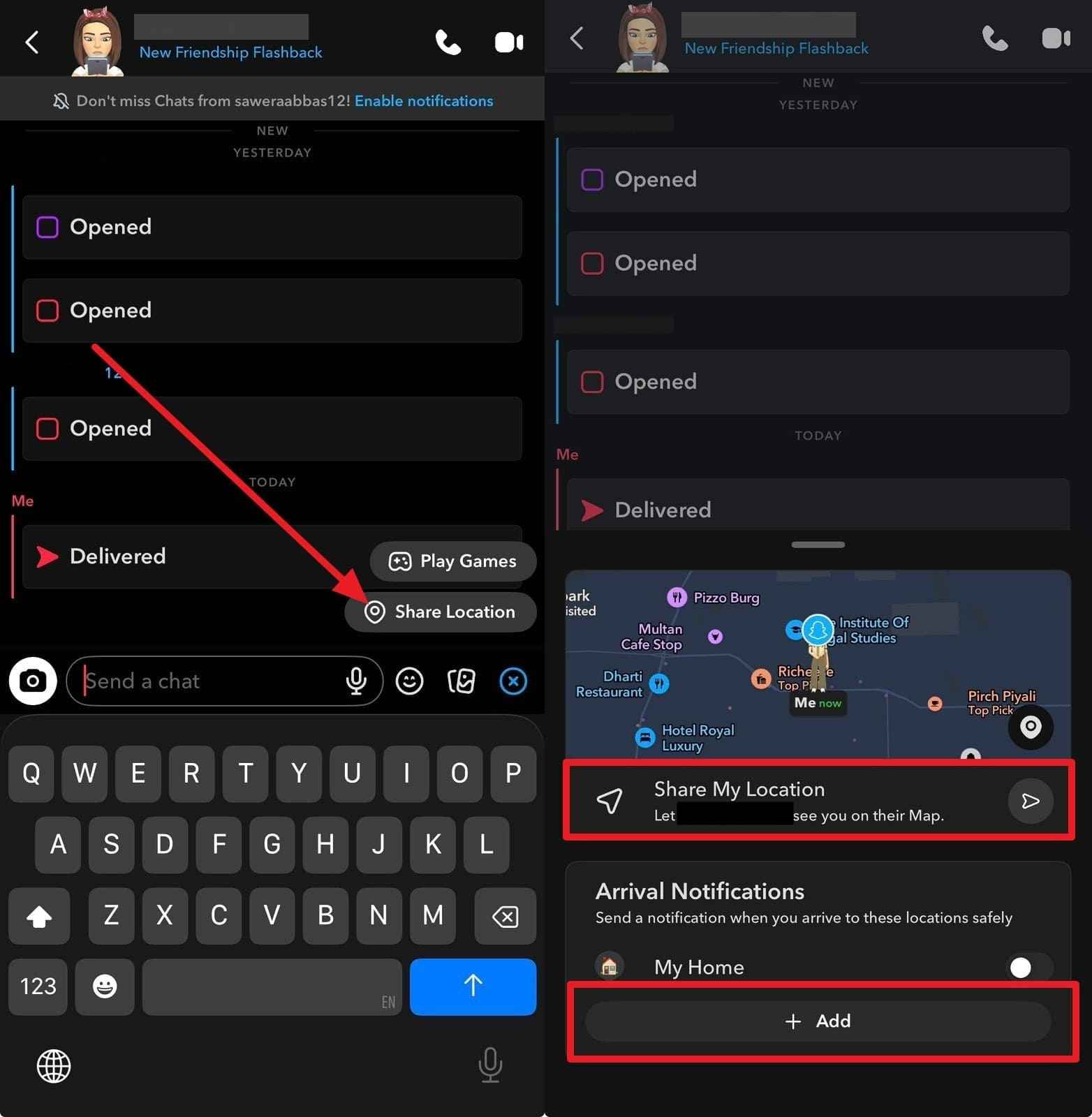 choose to share the location