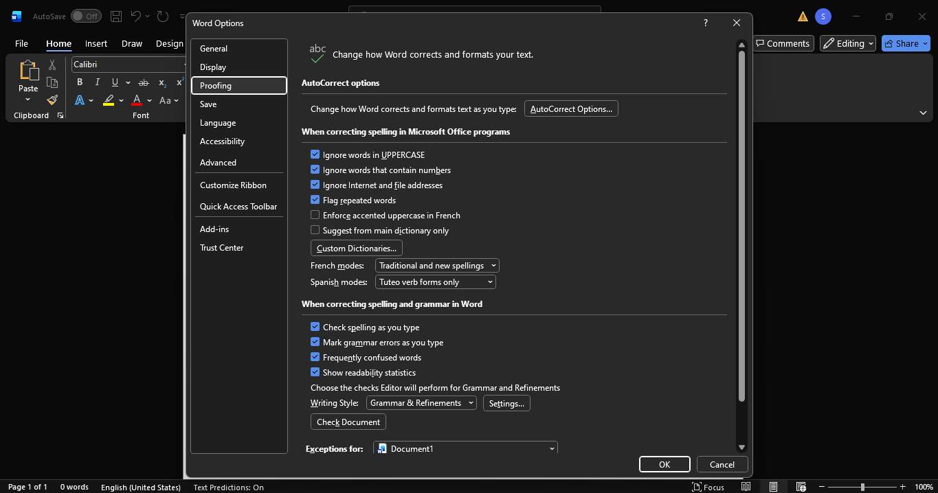 how to spell check in word