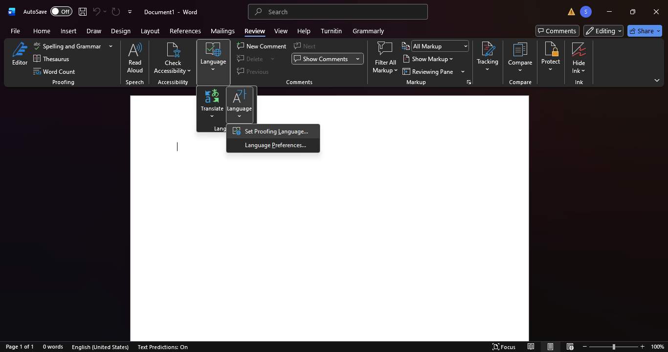 how to get spell check on word