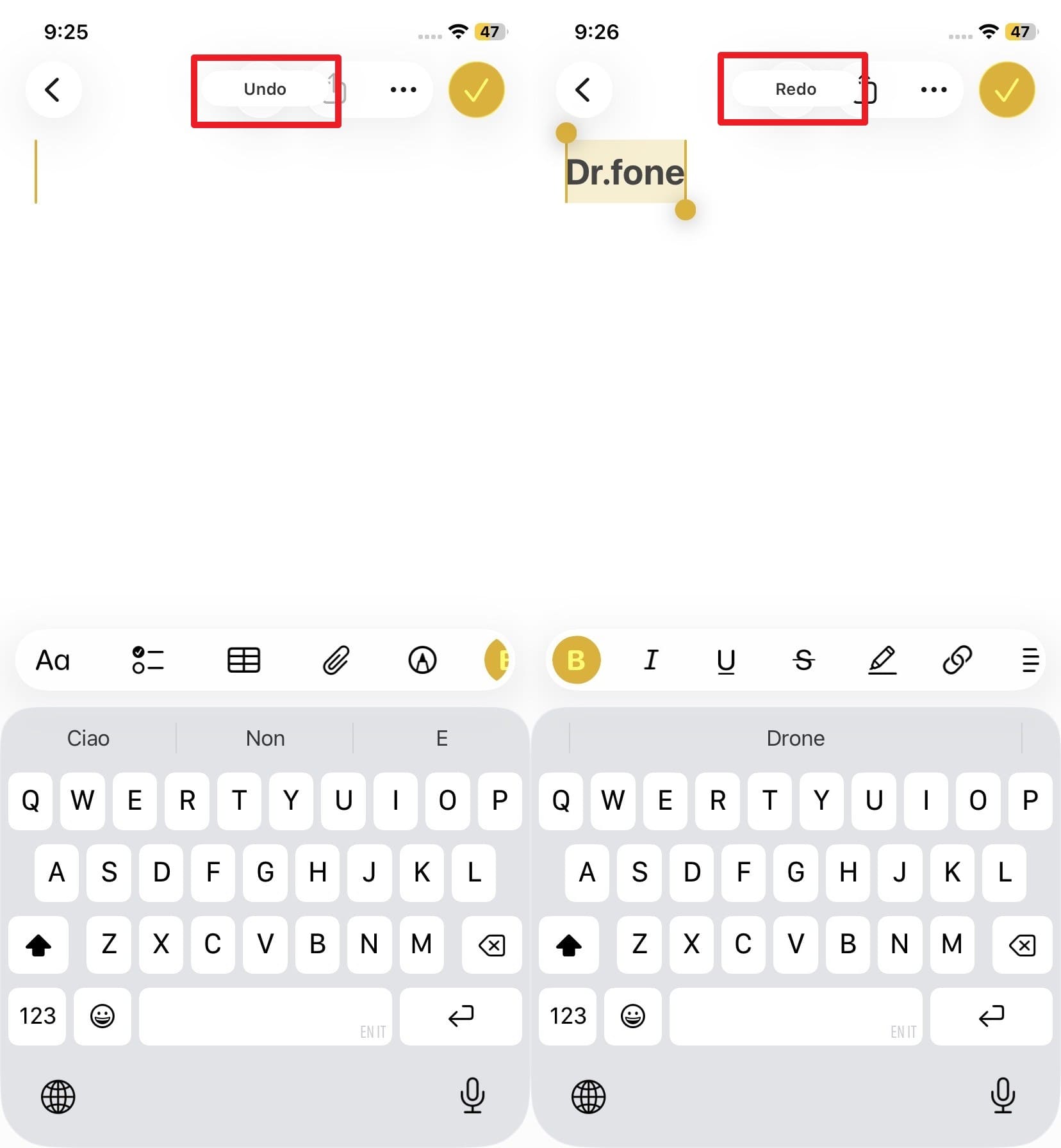 iphone notes how to undo delete