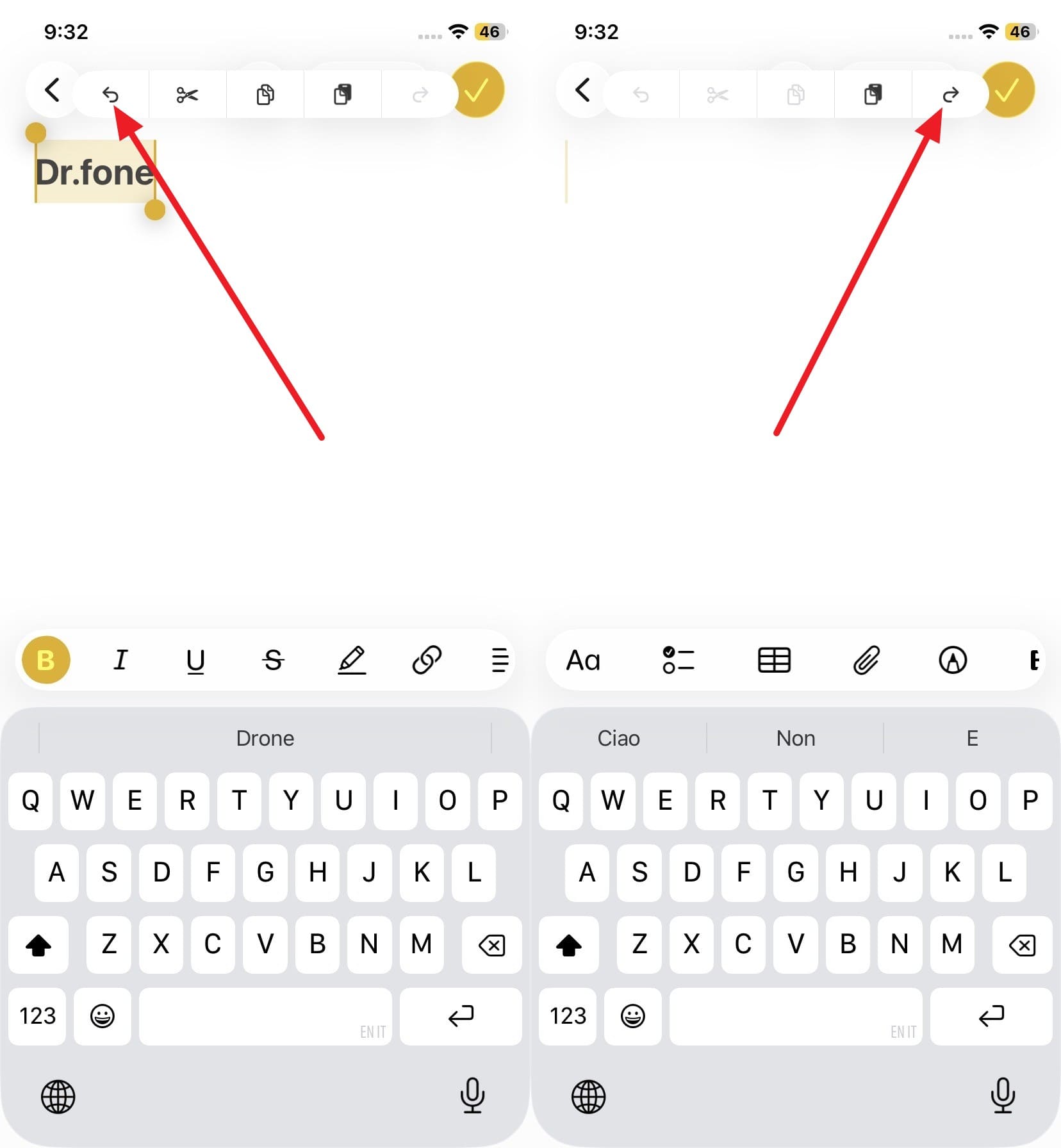 undo deleting a note on iphone