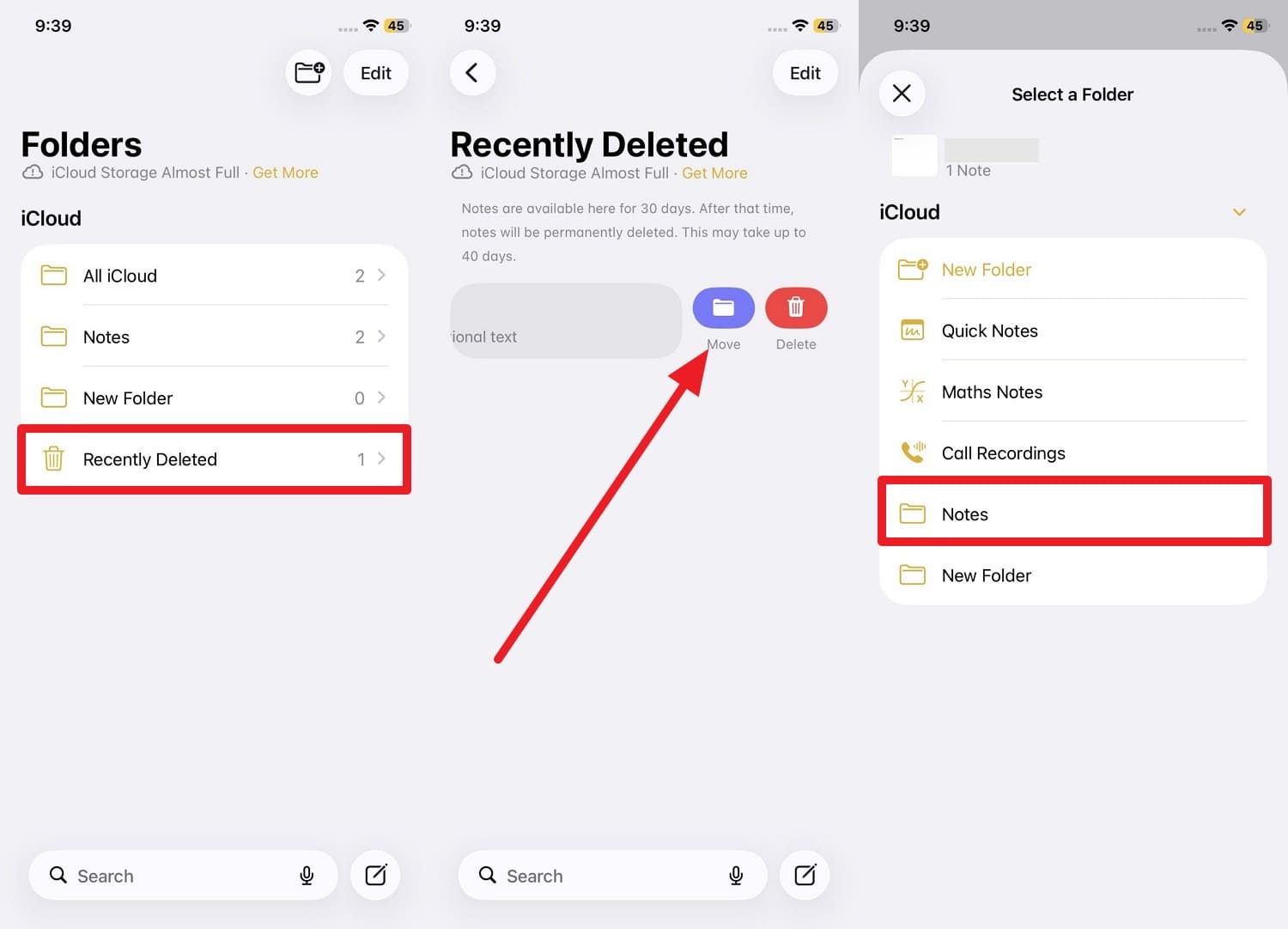 can you undo deleted notes on iphone