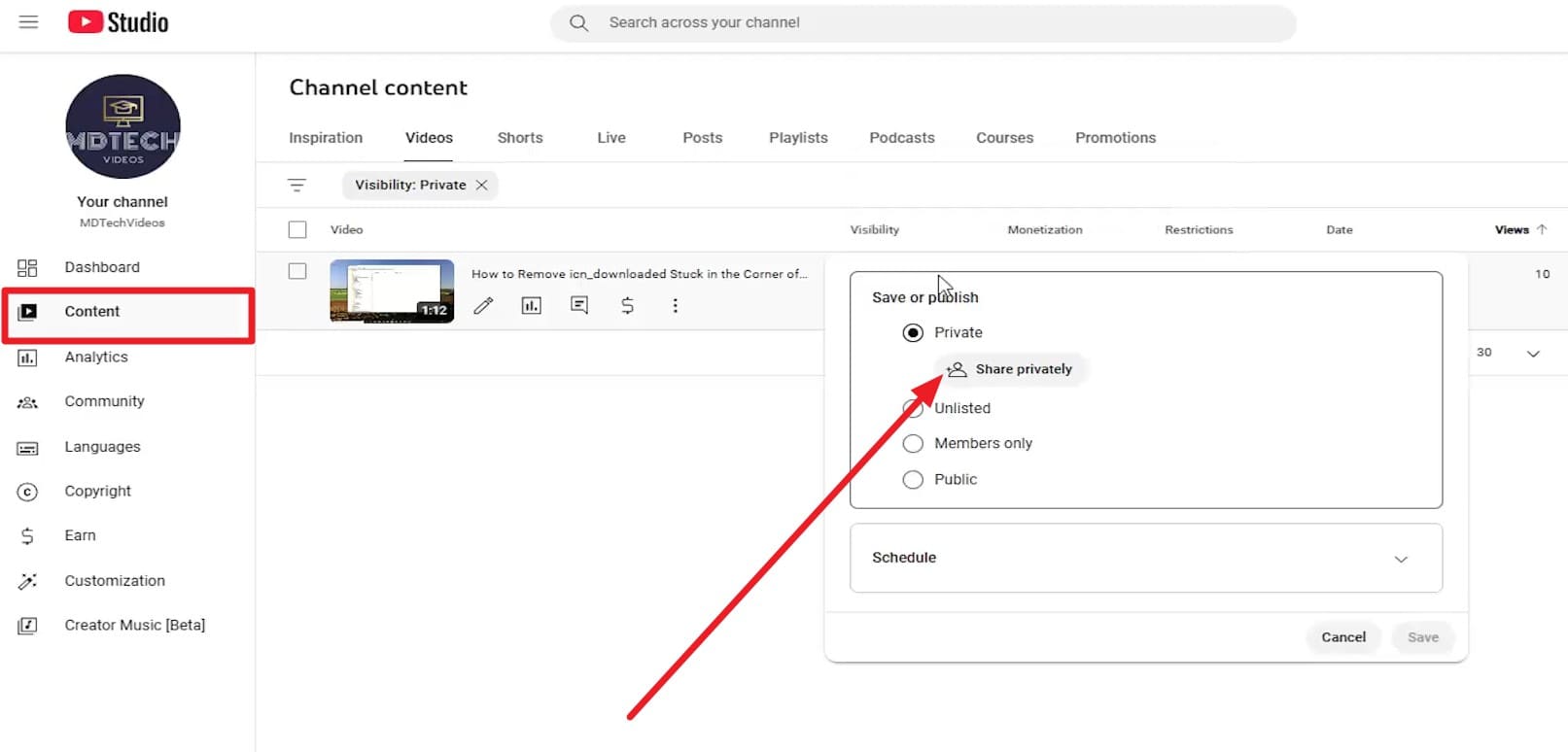 how do i watch private videos on youtube