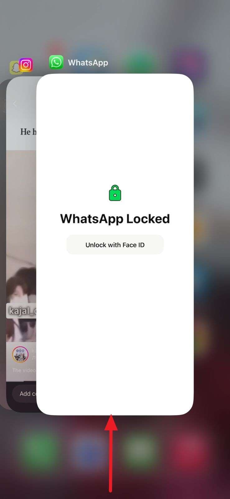 swipe up to close app