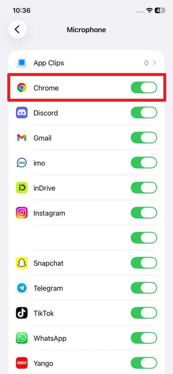 toggle the microphone settings