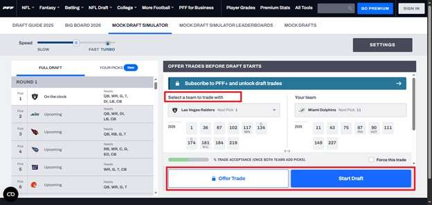 offer trade or start draft