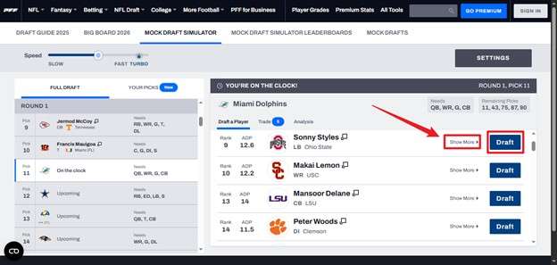 click show more or choose draft