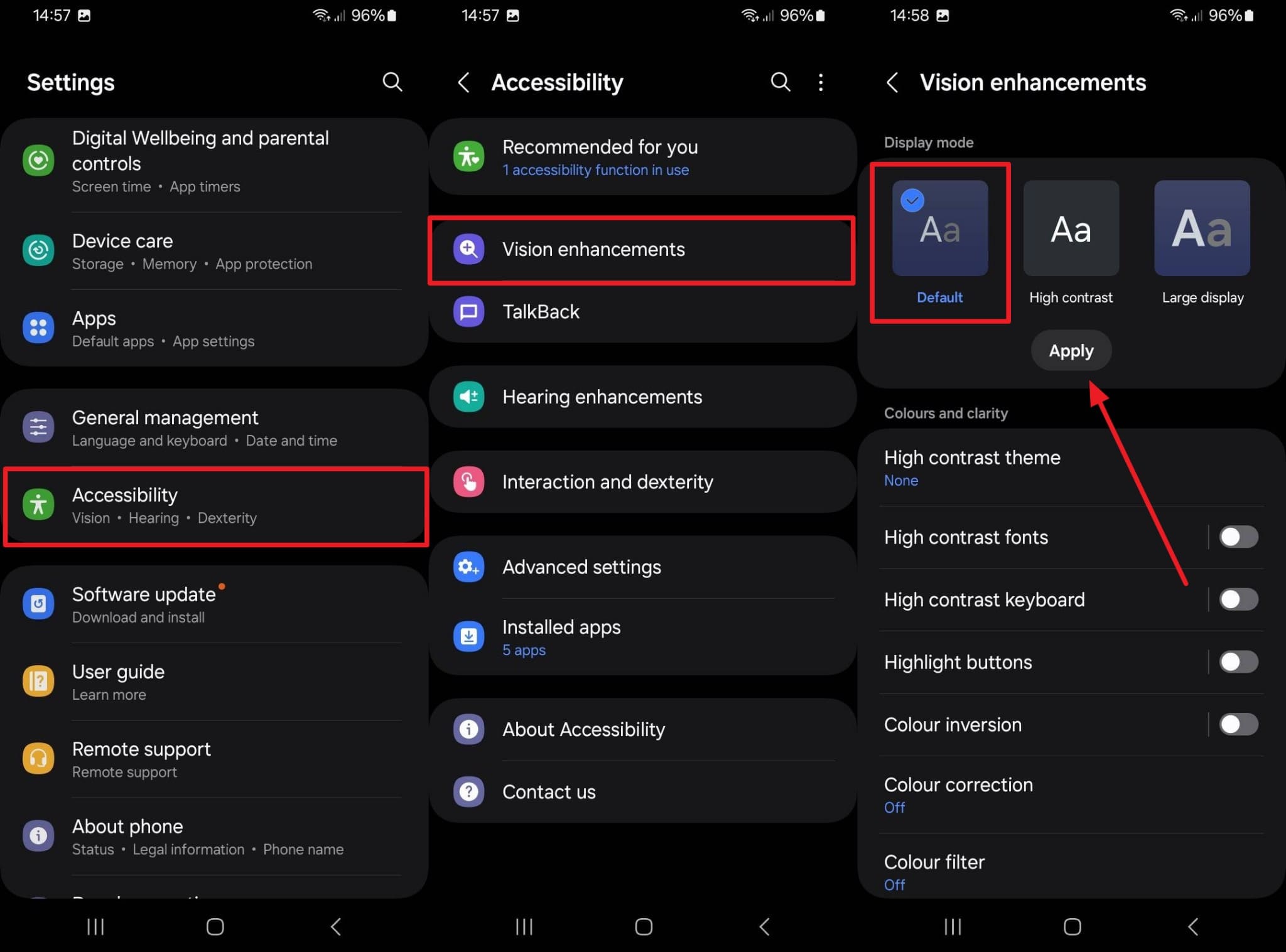 reset display settings to default