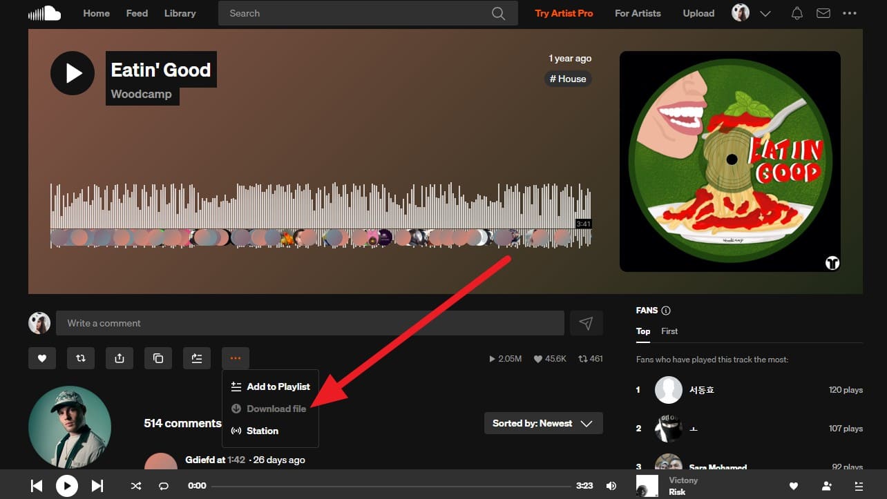 choose the download file button