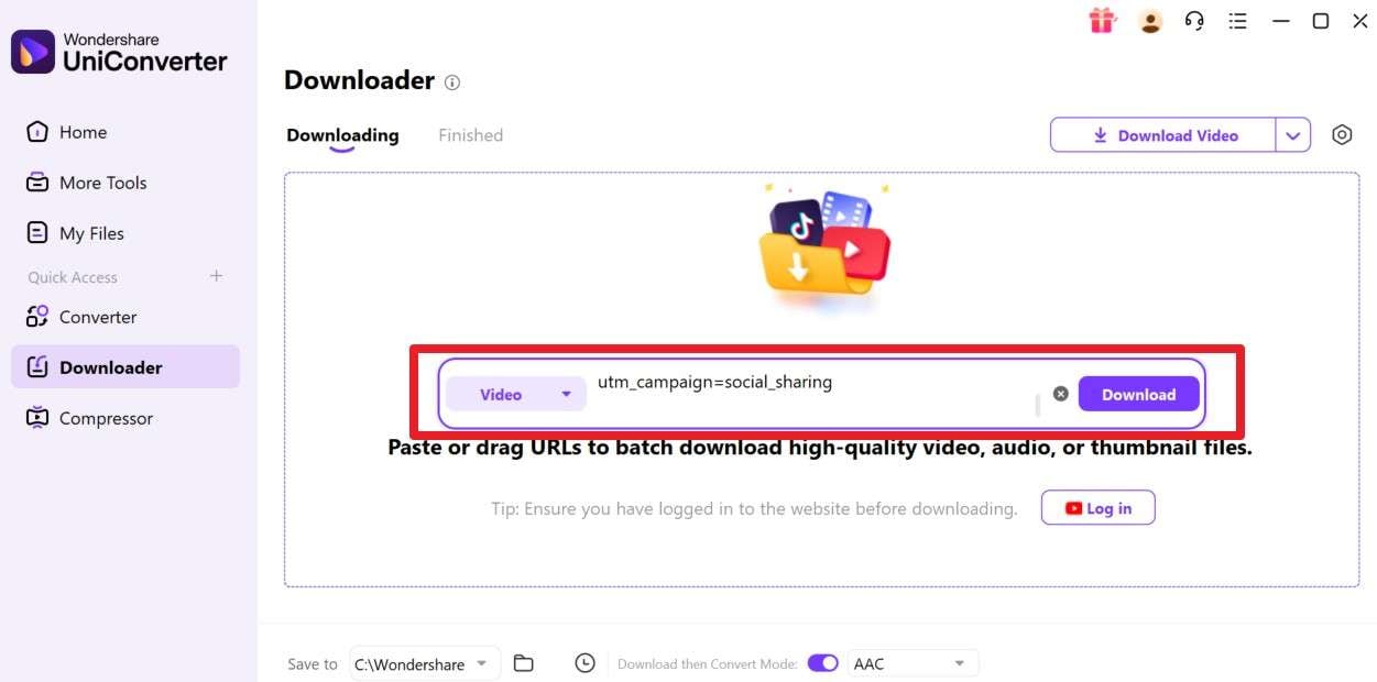 paste the music link on tool
