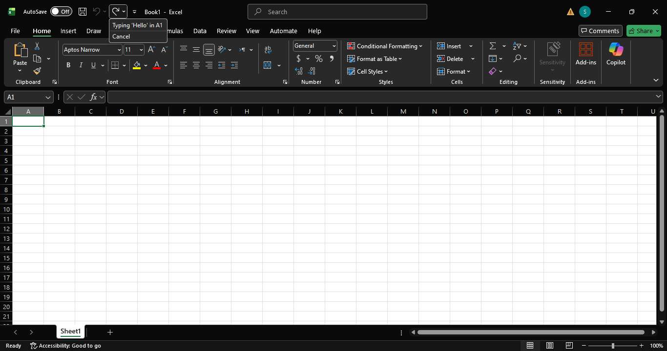 which shortcuts can you use for undo and redo