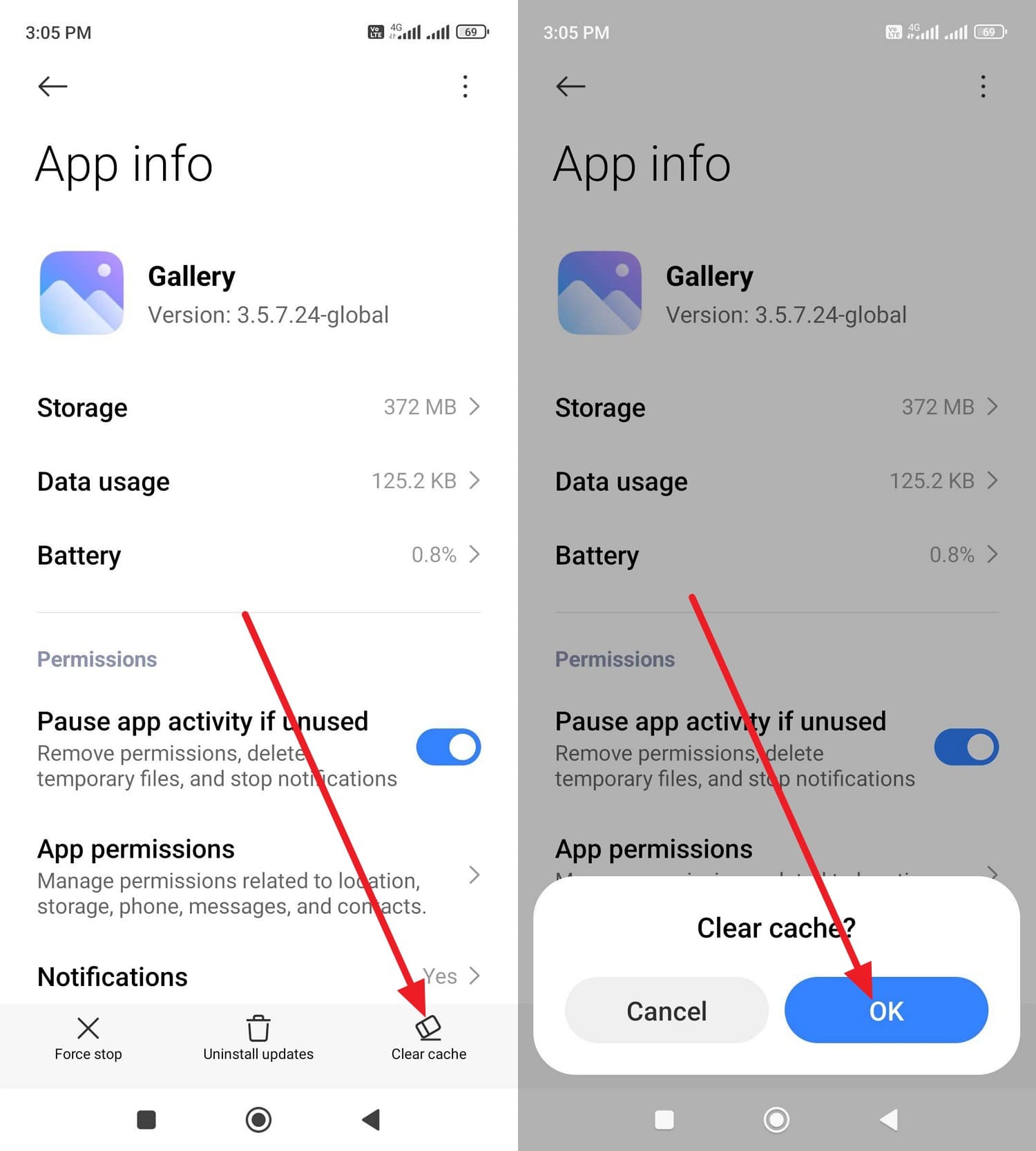 press ok to clear cache