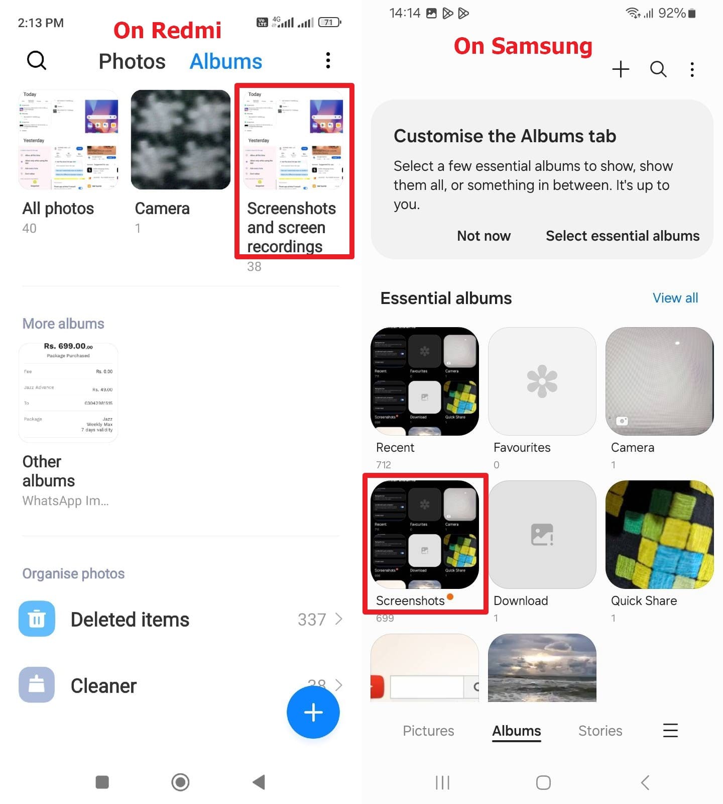 locate the screenshots on adroid