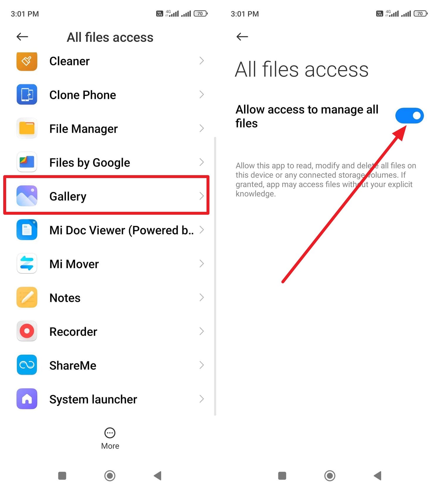 allow storage access to gallery