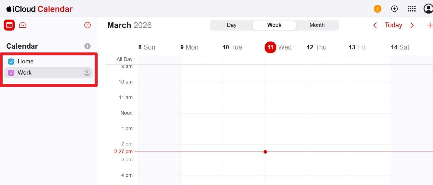 Web版のiCloudカレンダーで予定を確認