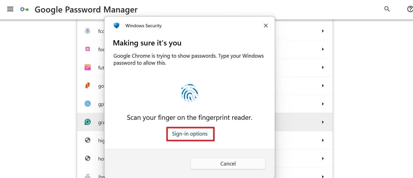 pick the sign option