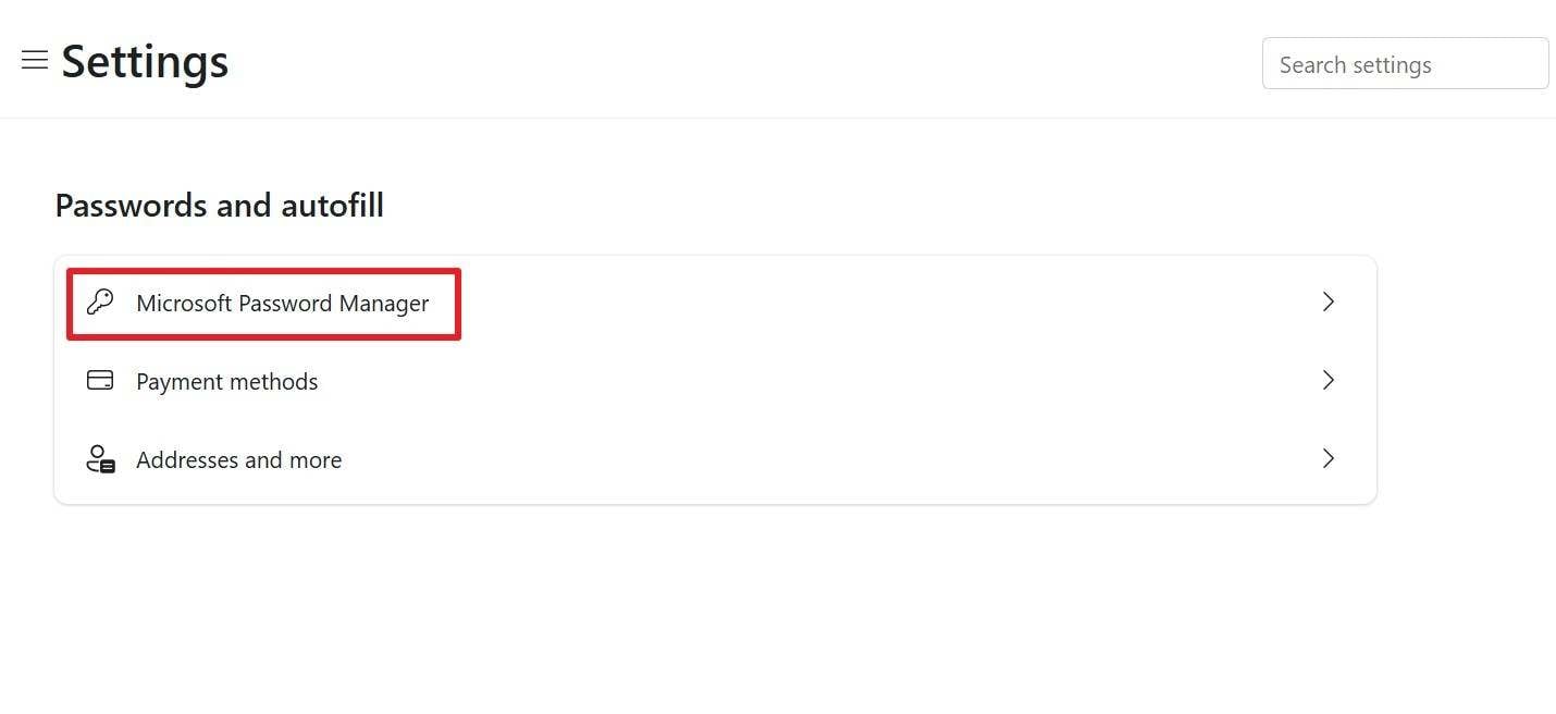 choose microsoft password manager