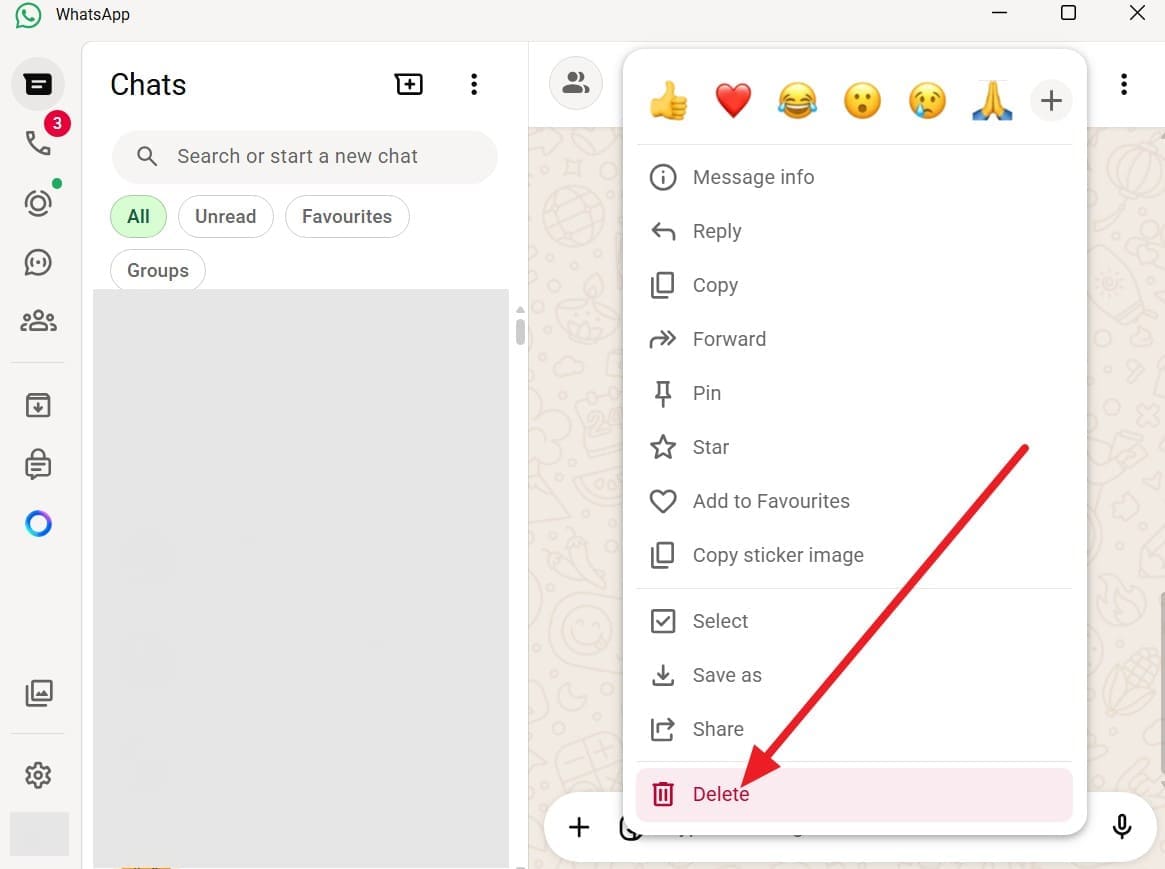choose messages and delete