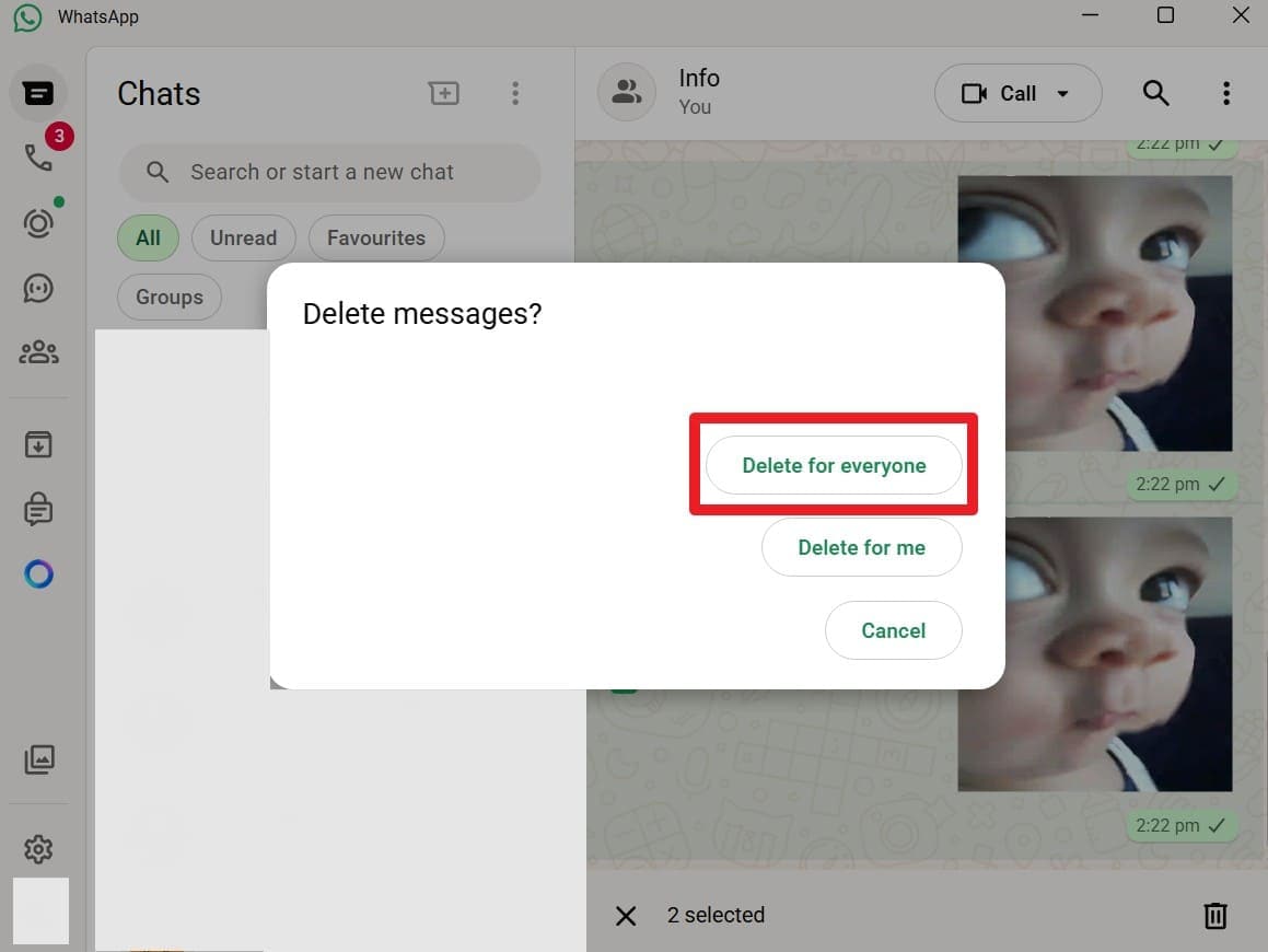 choose delete for everyone option