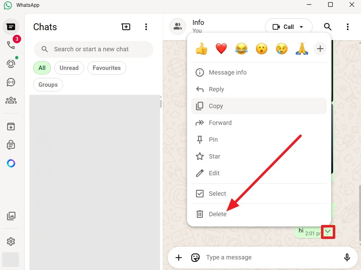 choose the delete option