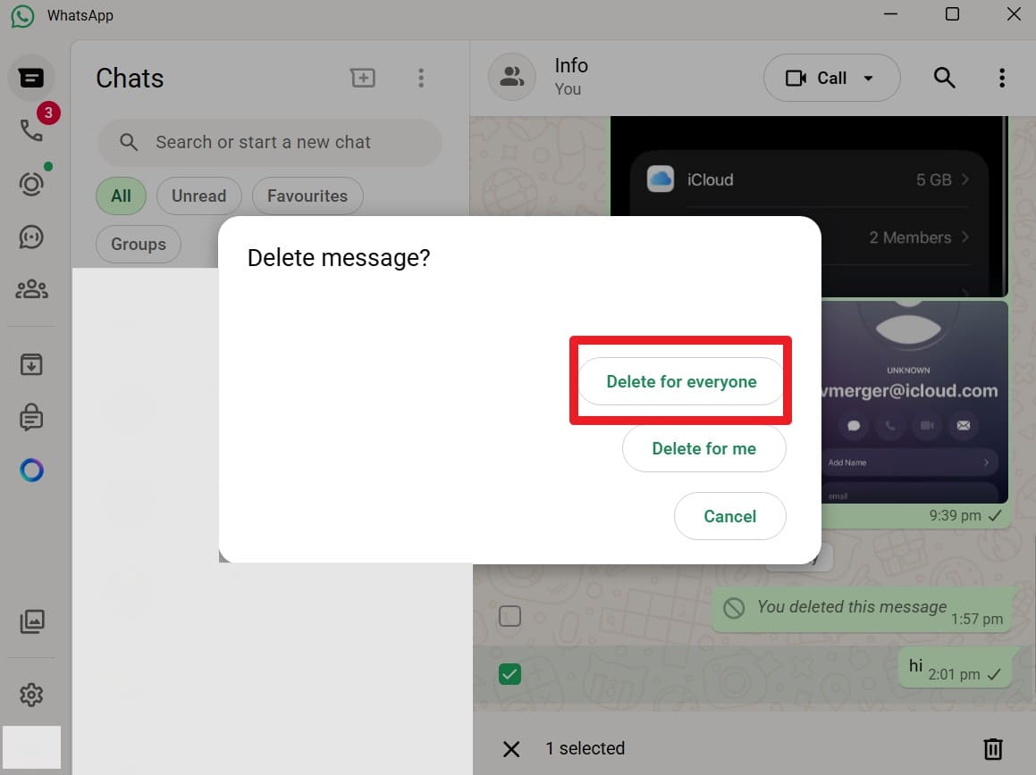 press delete for everyone option