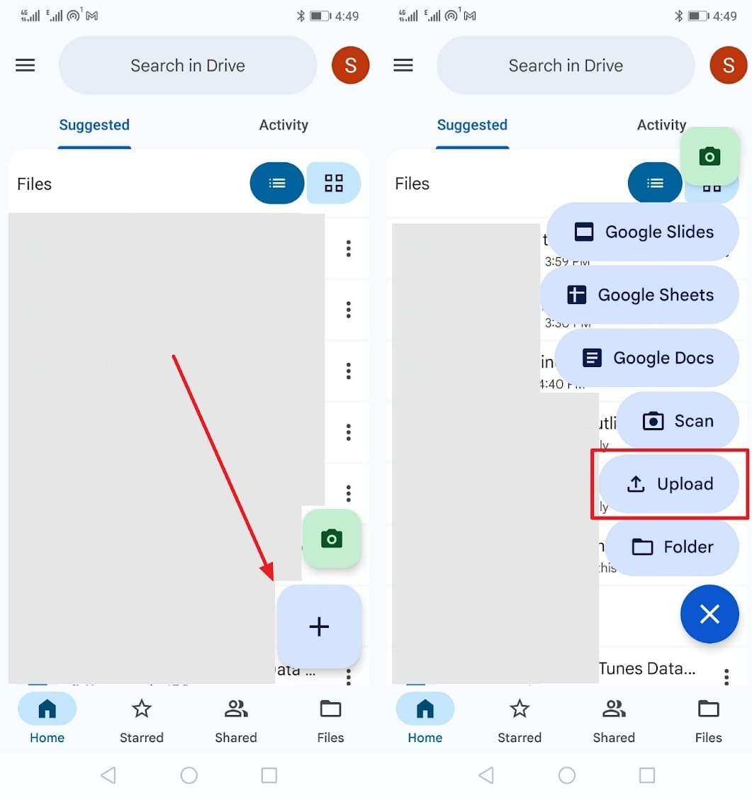 upload files on google drive