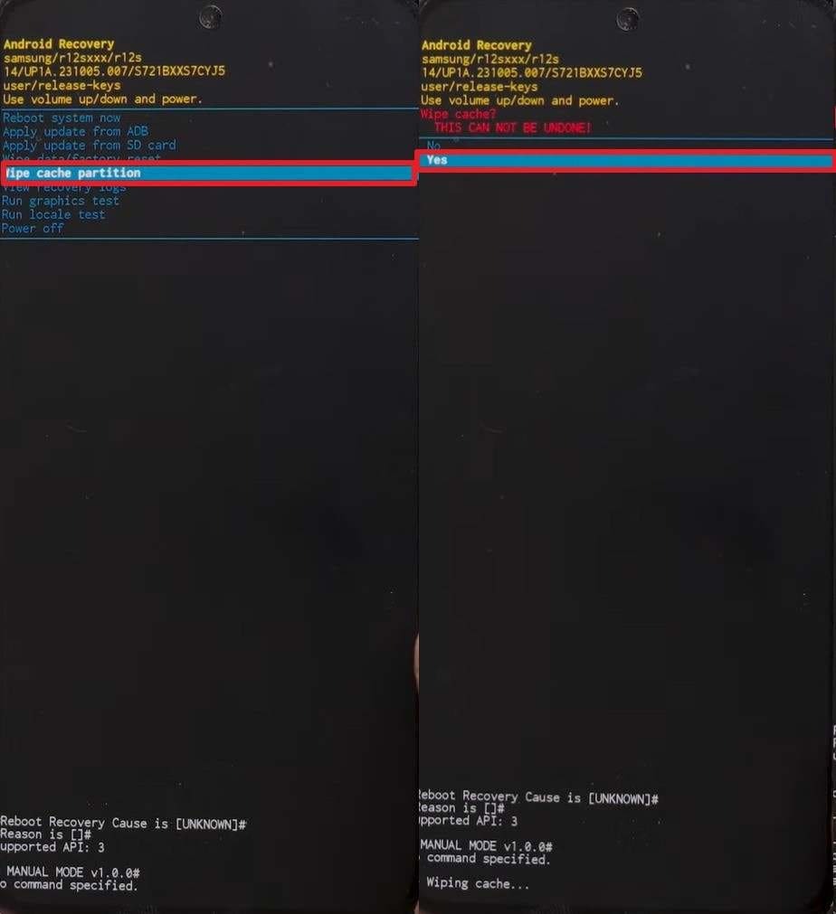 choose wipe cache partition
