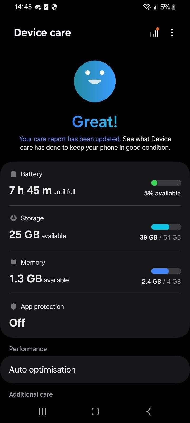 check android device storage