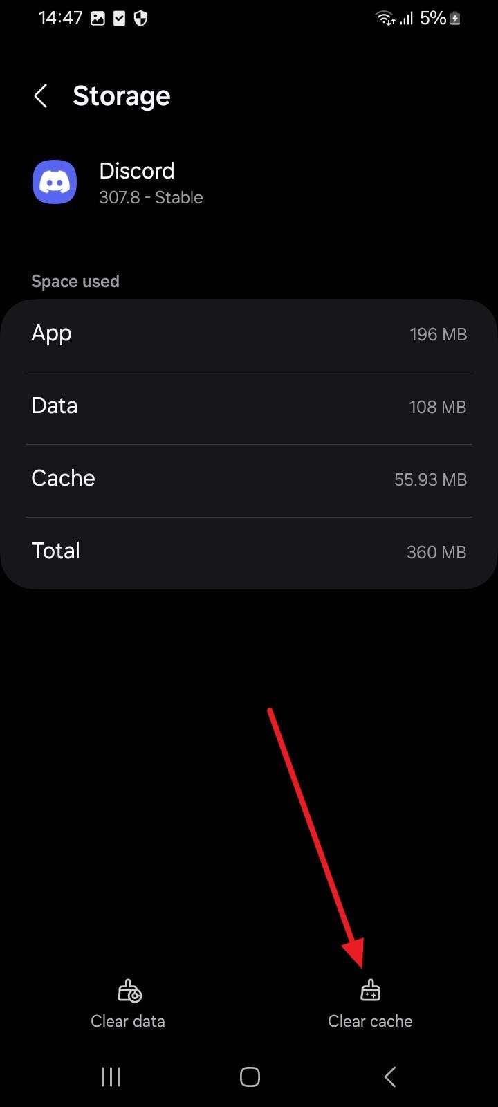 clear app cache on android