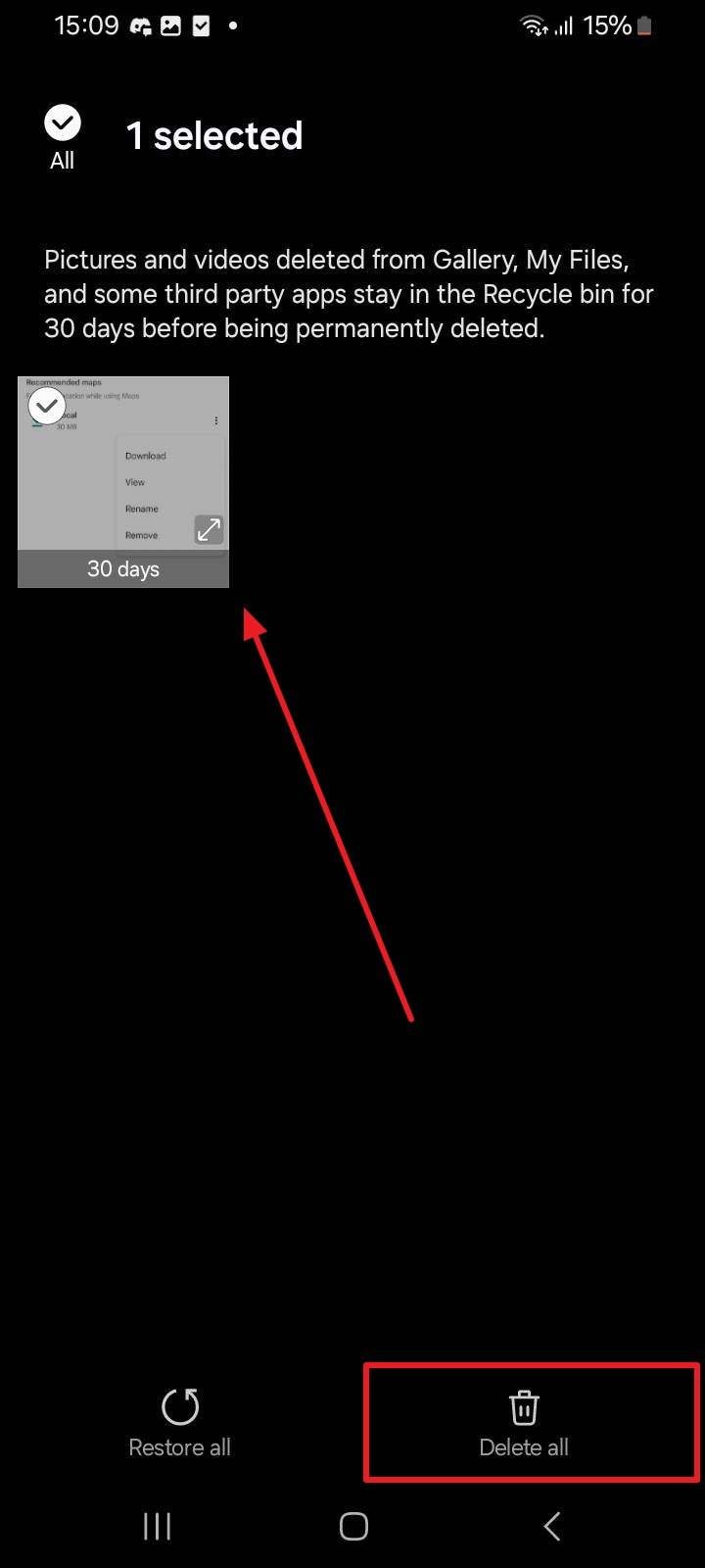 remove deleted media from android