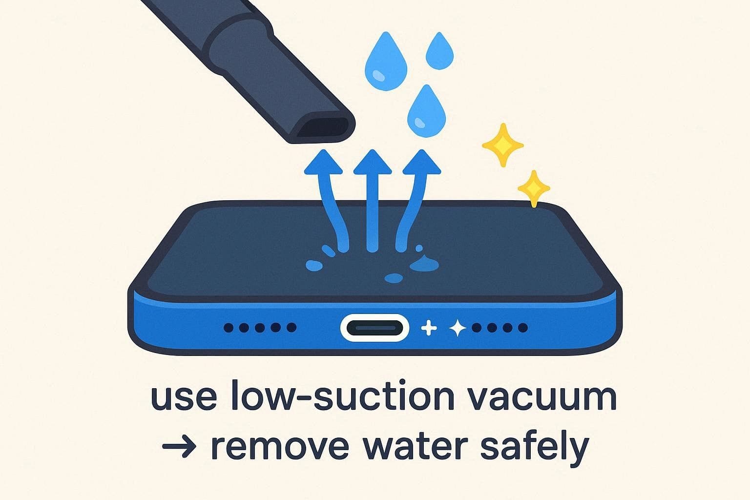 how to get liquid out of charging port