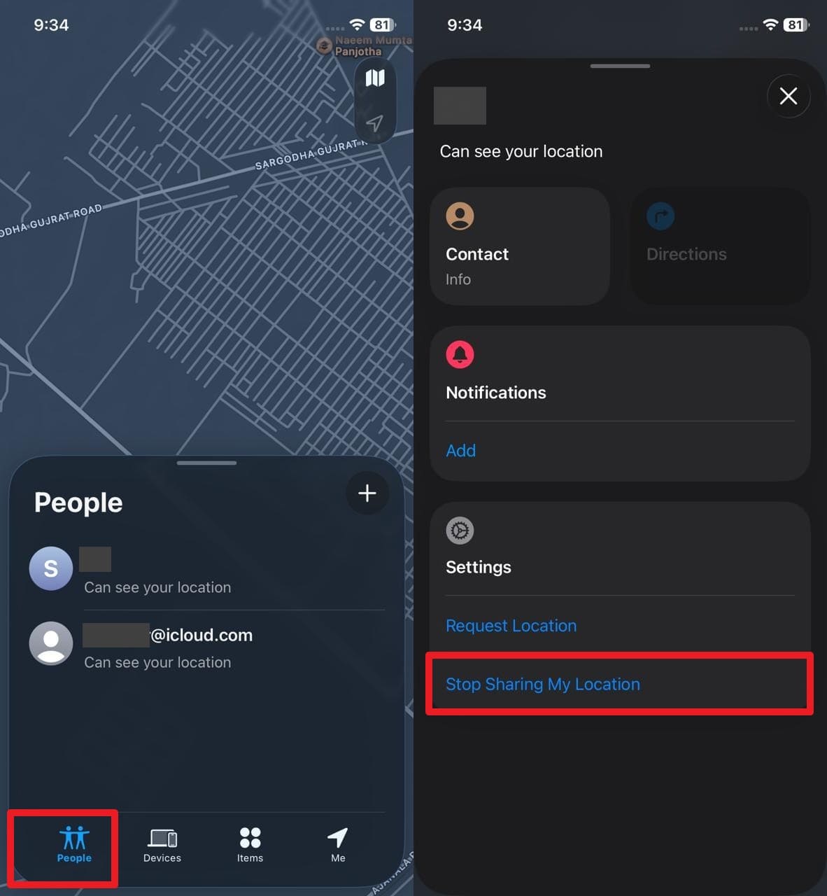 how to pause location on find my iphone from find my app