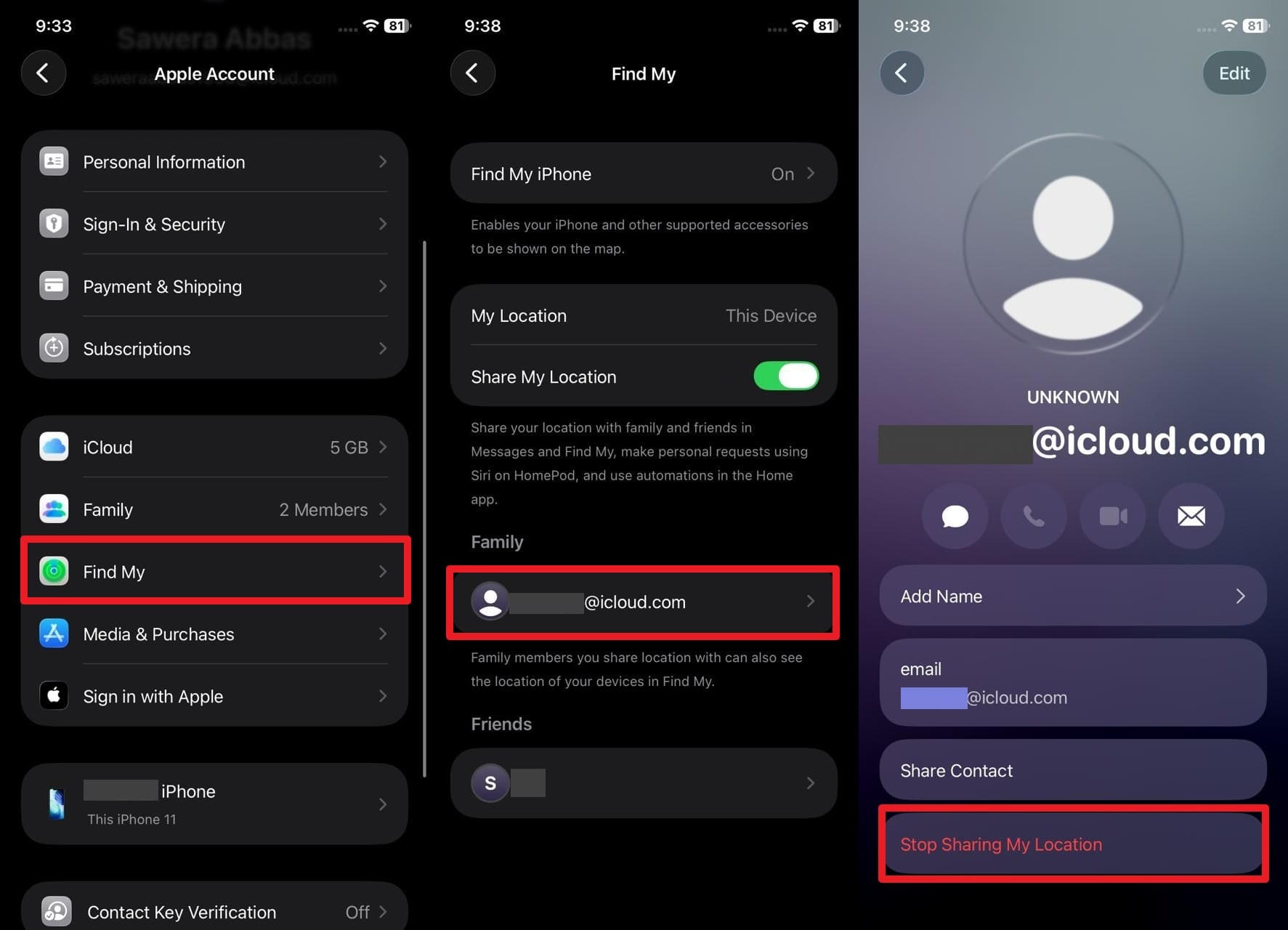 how to pause location on find my iphone tab on stop sharing location