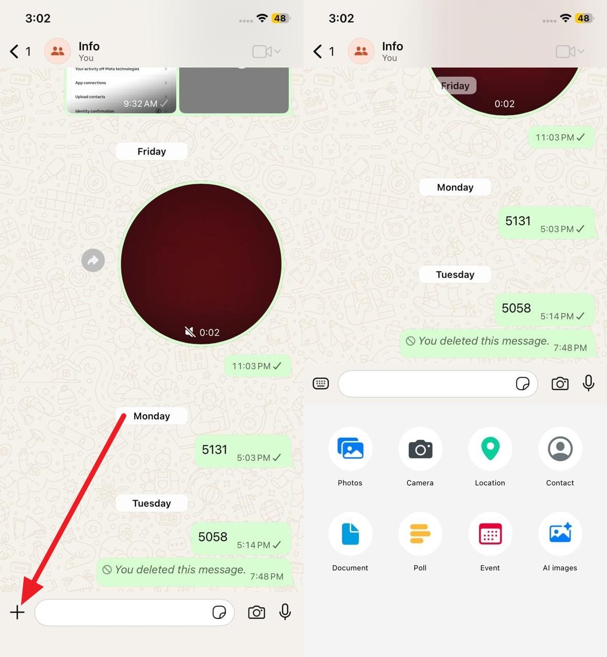 tap the plus icon on ios