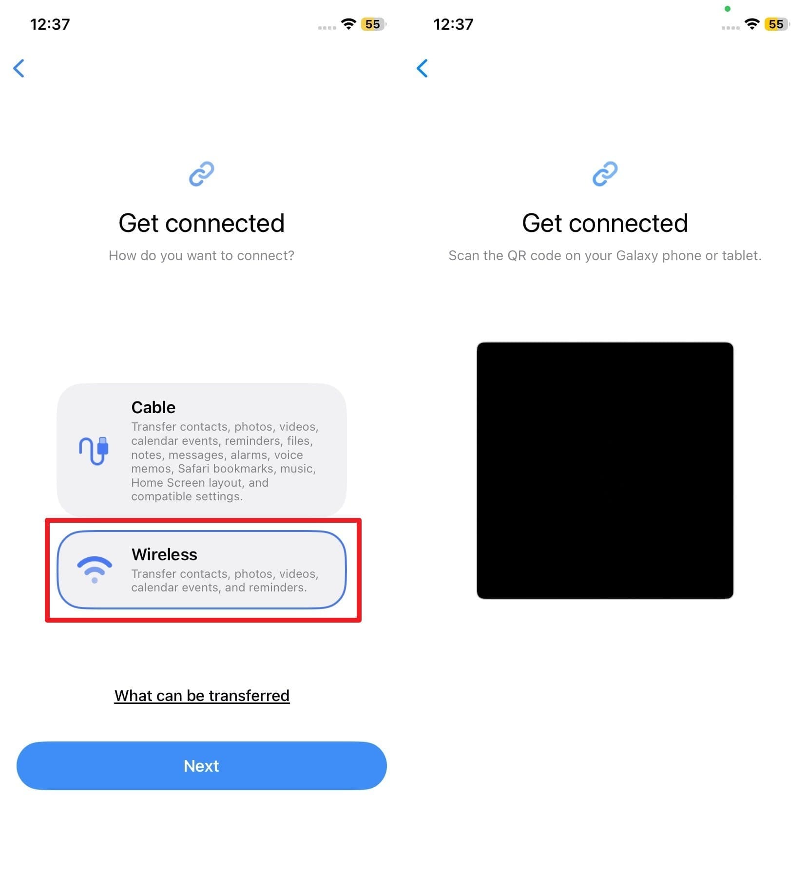 tap the wireless button