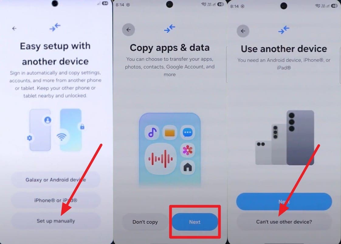 tap on the next button