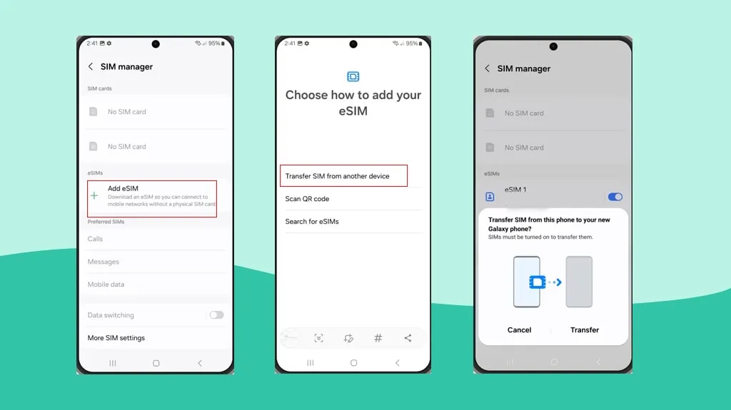 transfer esim between android phones