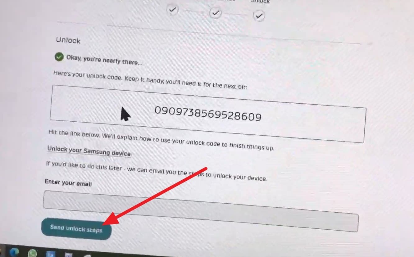 press the send unlock steps
