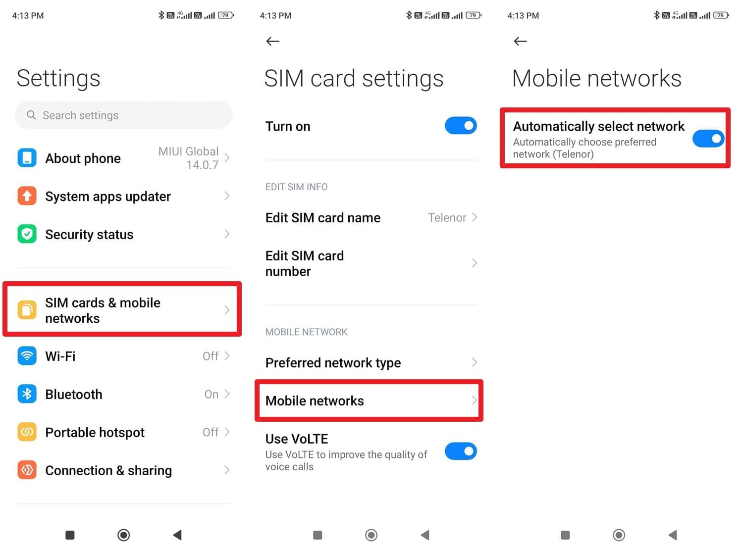 choose the mobile network option