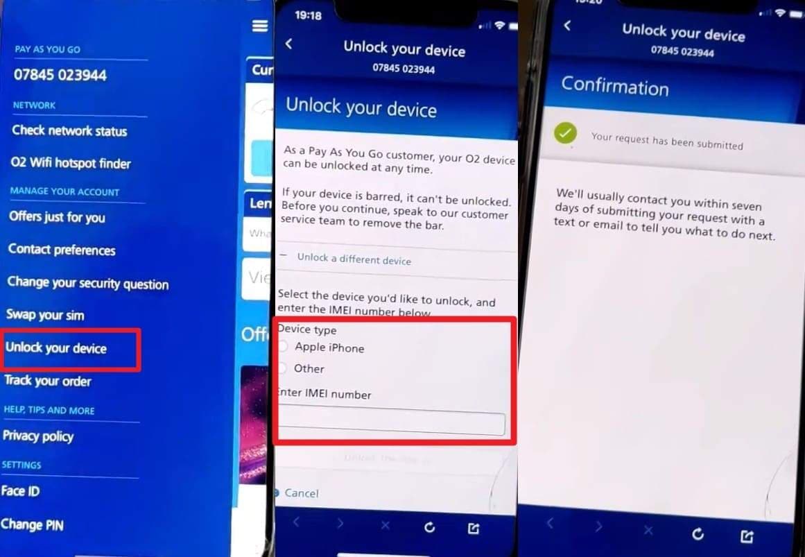how do i unlock my phone from o2